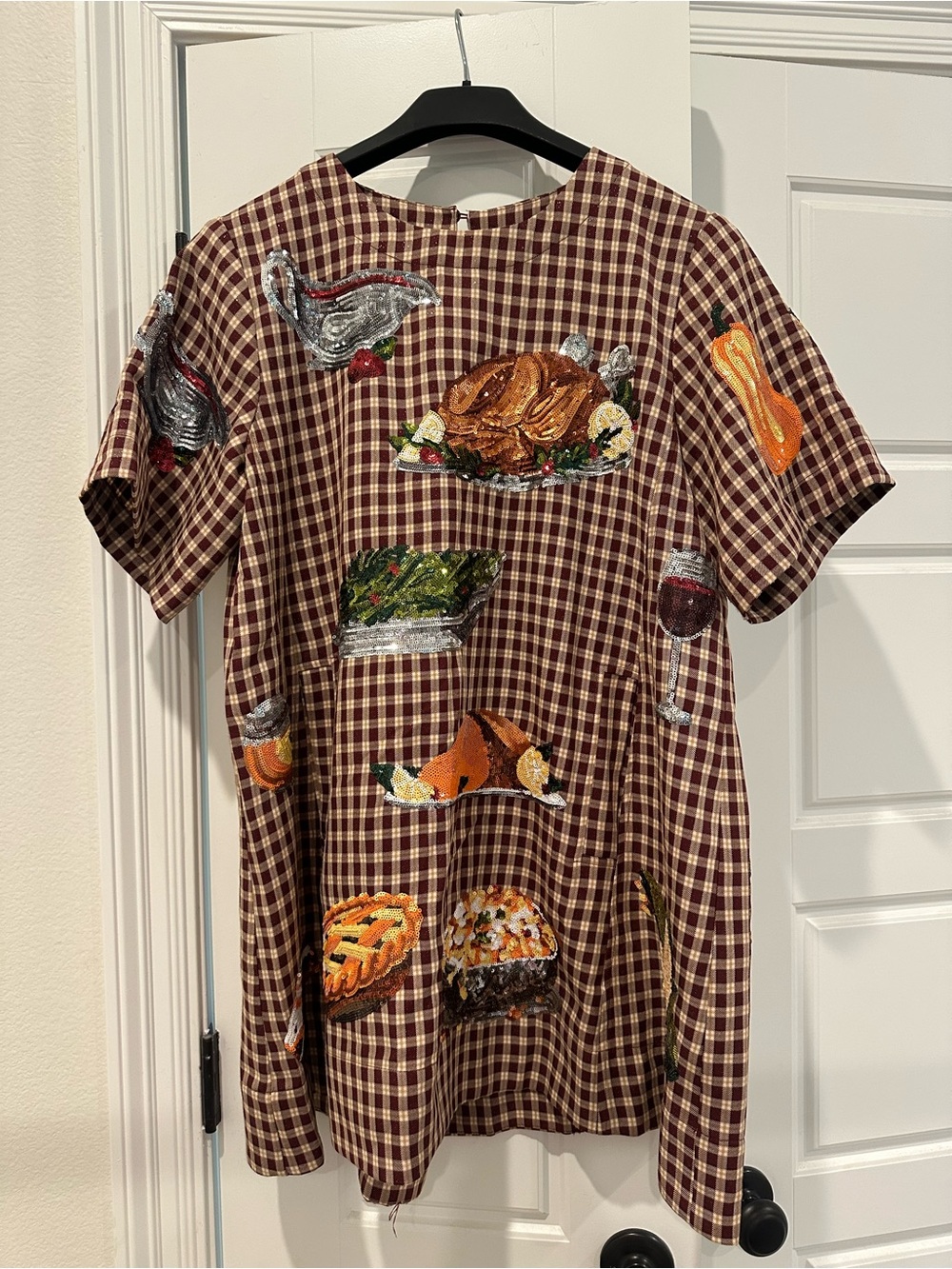 Queen of Sparkles Plaid Sequin Thanksgiving Dress